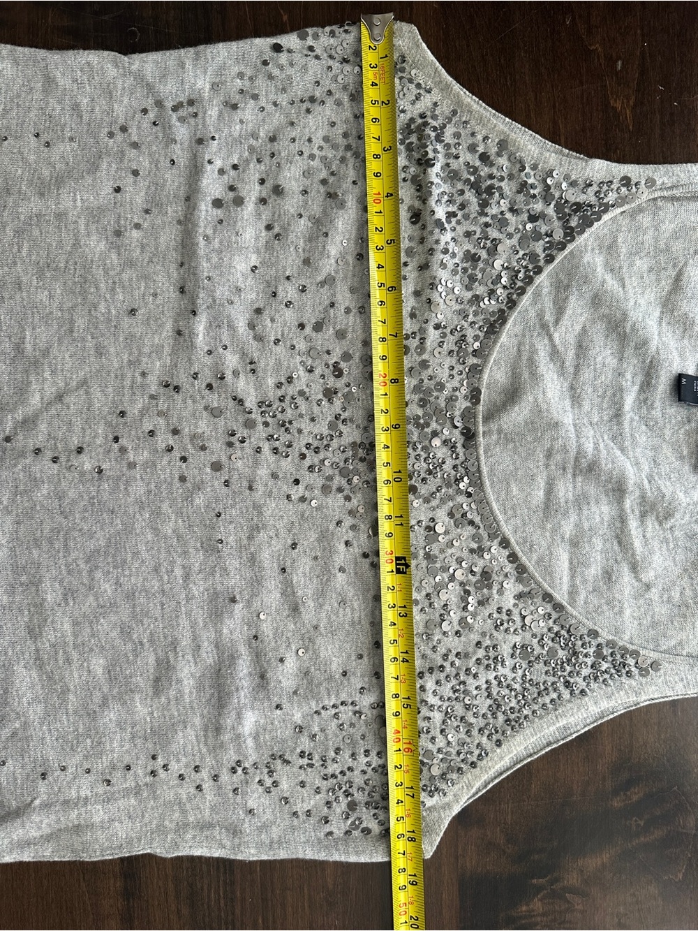 EILEEN FISHER Gray Sequin Tank Top Organic Cotton Cashmere Size M - Picture 8 of 9